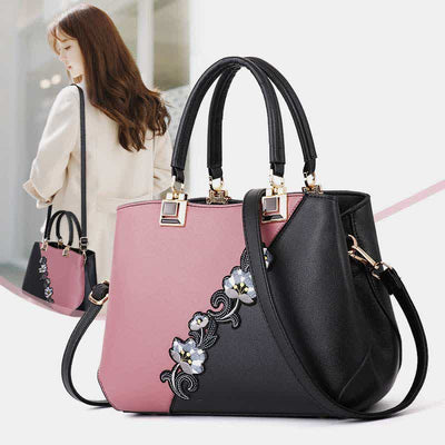 Leather Tote Handbags for Women Zipper Shoulder Purse with Crossbody Strap