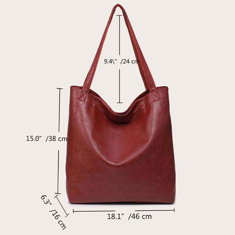 Extra Large Women's Soft PU Leather Tote Shoulder Bag Handbag