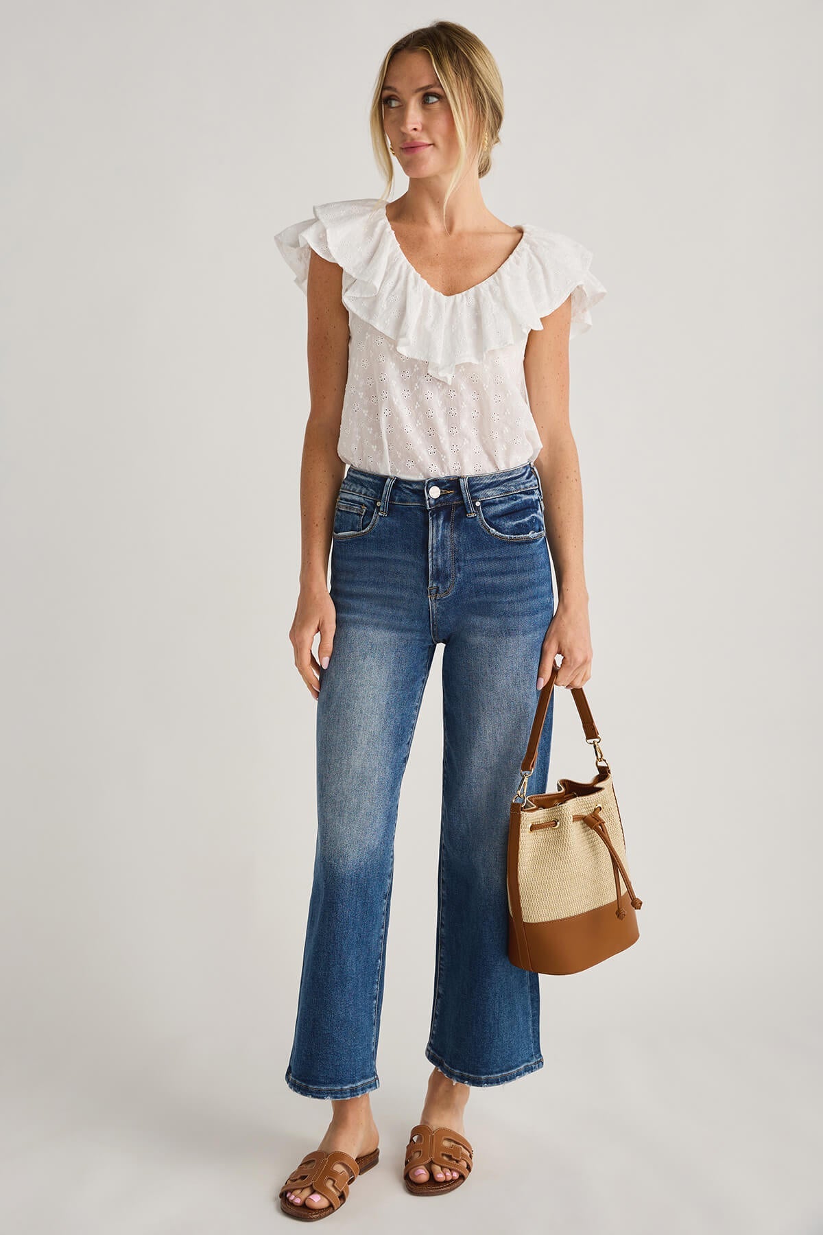 Risen Shea High Rise Wide Crop Jeans