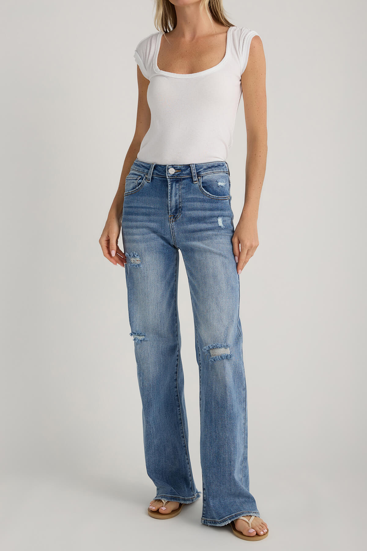 Risen Lexi High Rise Vintage Washed Wide Leg Jeans