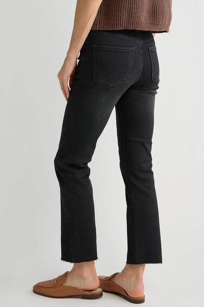 Risen Quinn Raw Hem Black Straight Leg Jeans