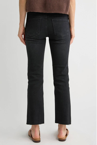 Risen Quinn Raw Hem Black Straight Leg Jeans