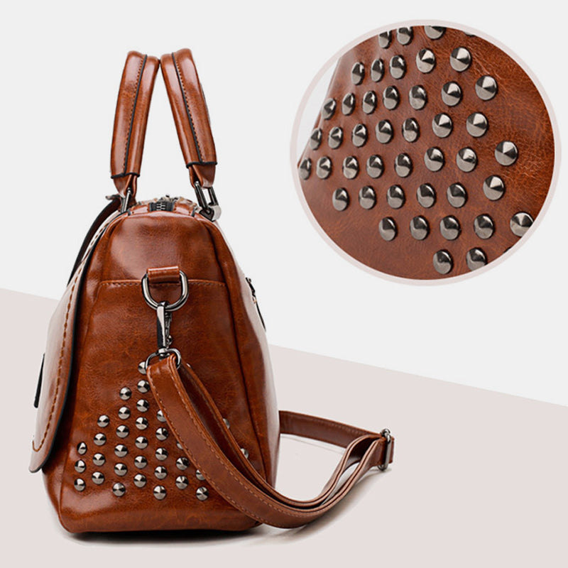 Multifunctional LargeCapacity Vintage Rivet Tote Bag